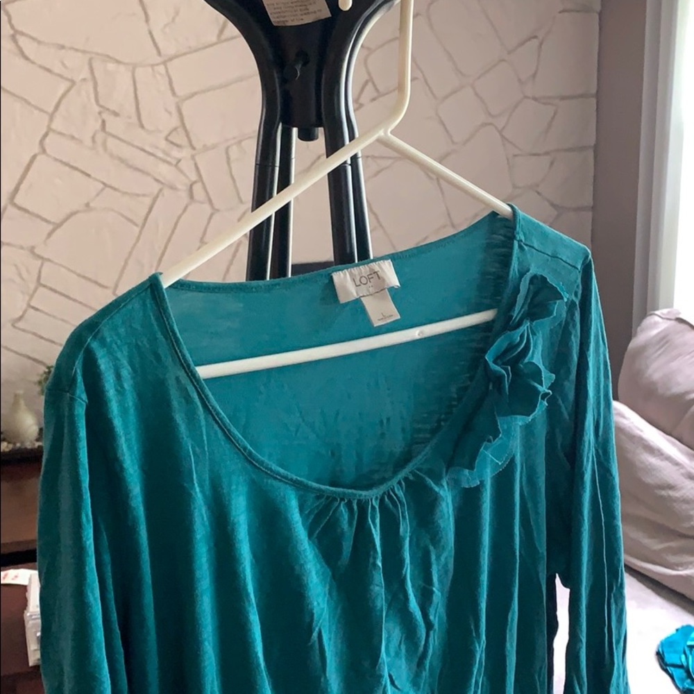 SOLD—Ann Taylor LOFT Teal Blouse, US Women’s Large